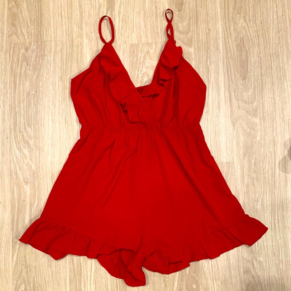 Zaful cherry red romper - M